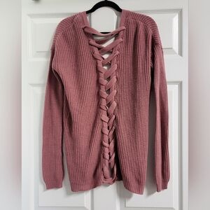 TC - Mauve, Back Lace Up, Cardigan - Size XS but fits more like a M